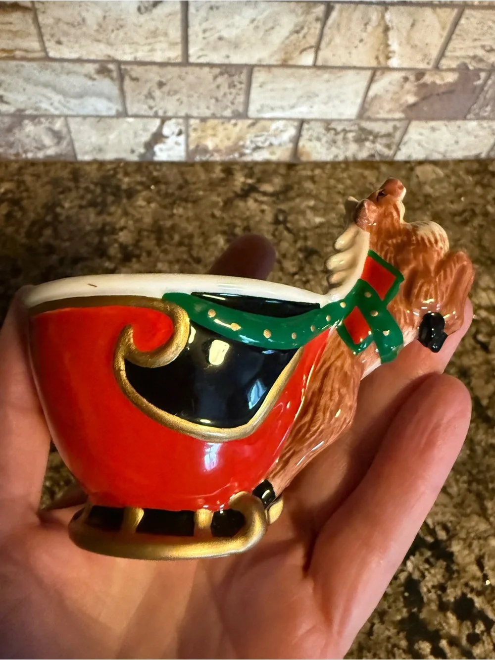 Dept 56 Christmas Tea Santa Reindeer Replacement Tea Cups 3 Jolly St. Nick